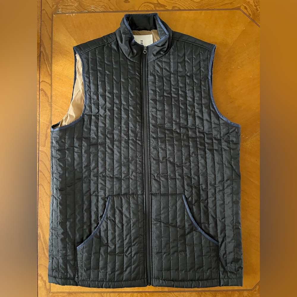 MUTUAL WEAVE Men’s XLT Big & Tall Quilted Zip Up Utility Vest Black Brown Light